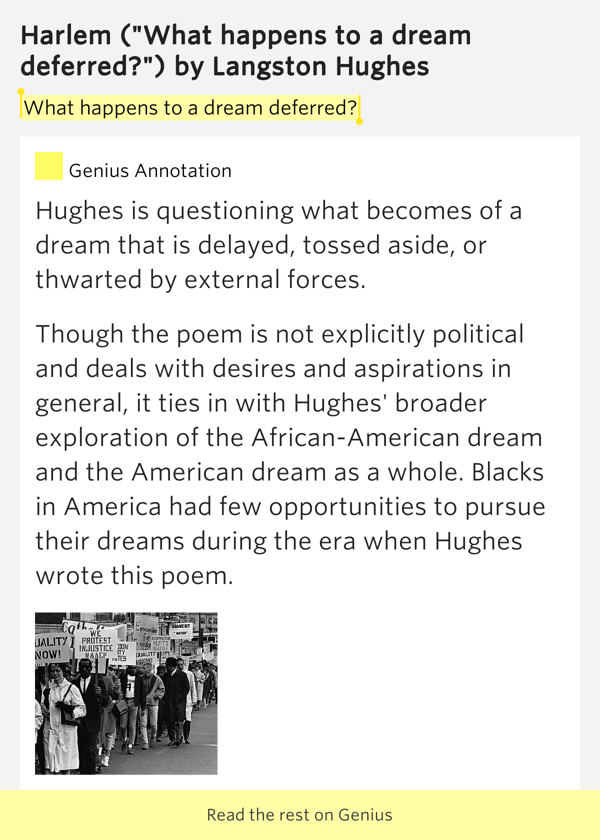 Poem Analysis: Harlem By Langston Hughes