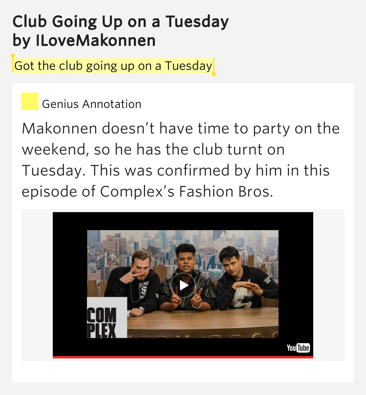 Club Going Up On A Tuesday Lyrics