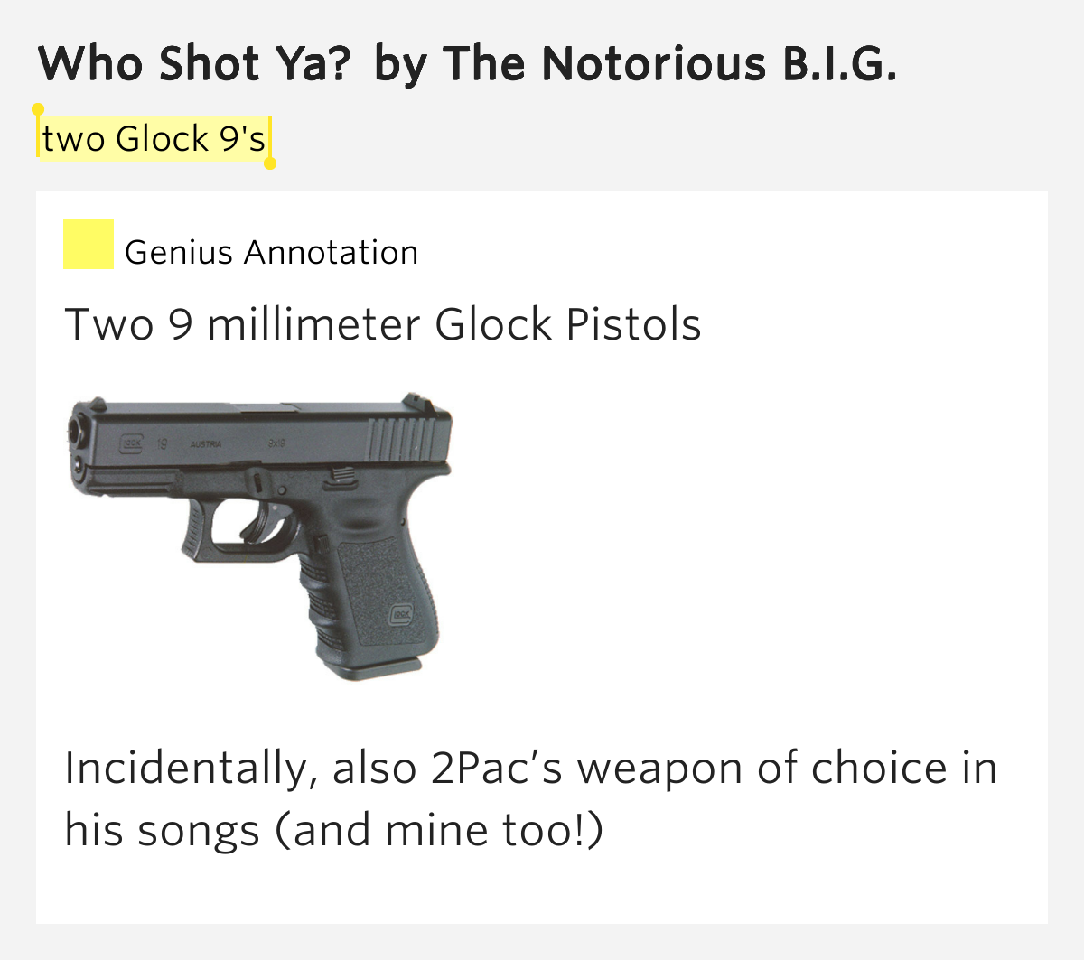 Two Glock 9's Who Shot Ya? Lyrics Meaning