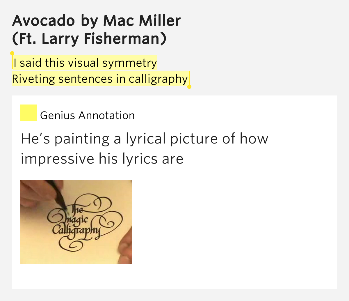 I said this visual symmetry / Riveting sentences in.. Avocado