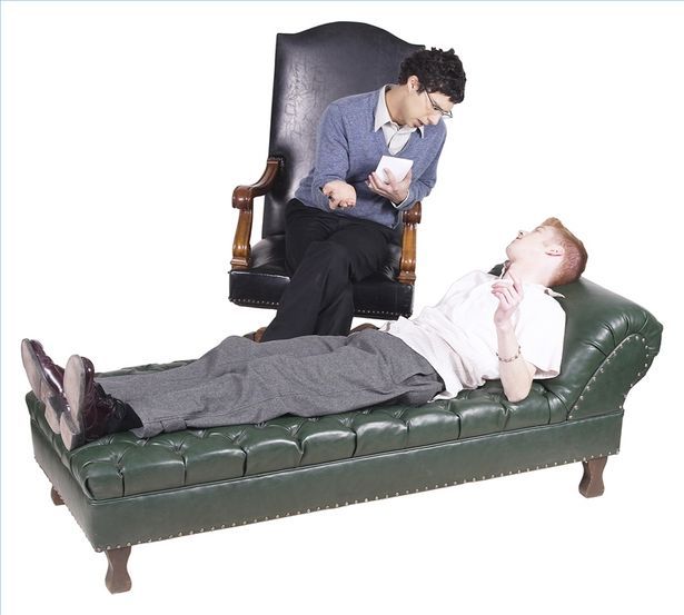 Laying in an office on an old chaise lounge / Listening to.. Kick