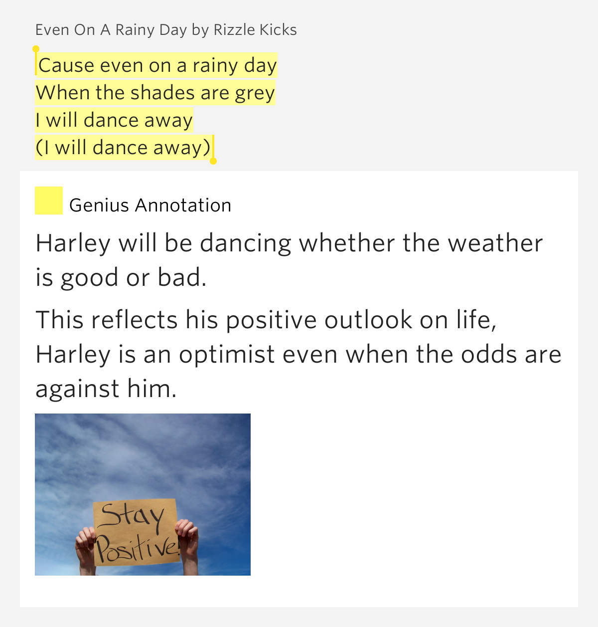 Cause Even On A Rainy Day When The Shades Are Grey I Will Dance Away I Will Dance Away 