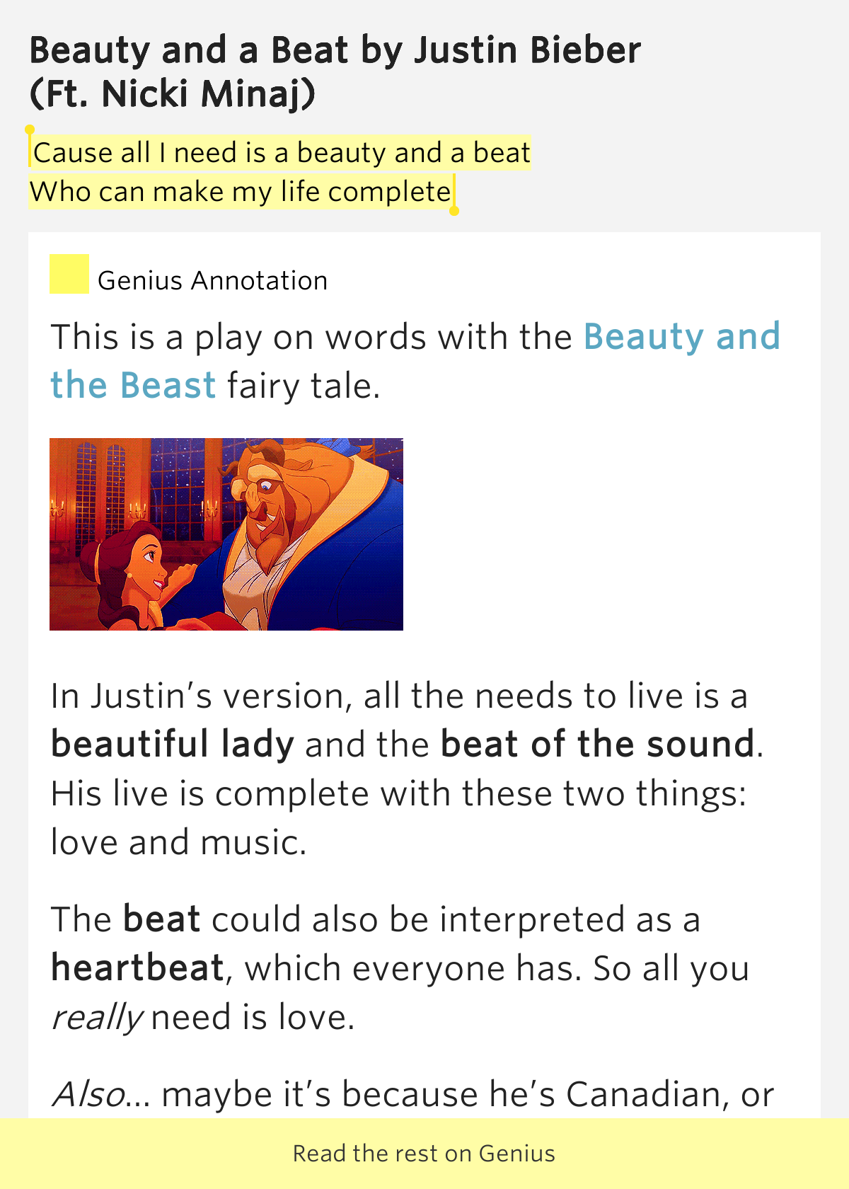 Beauty And The Beast Testo Justin Bieber