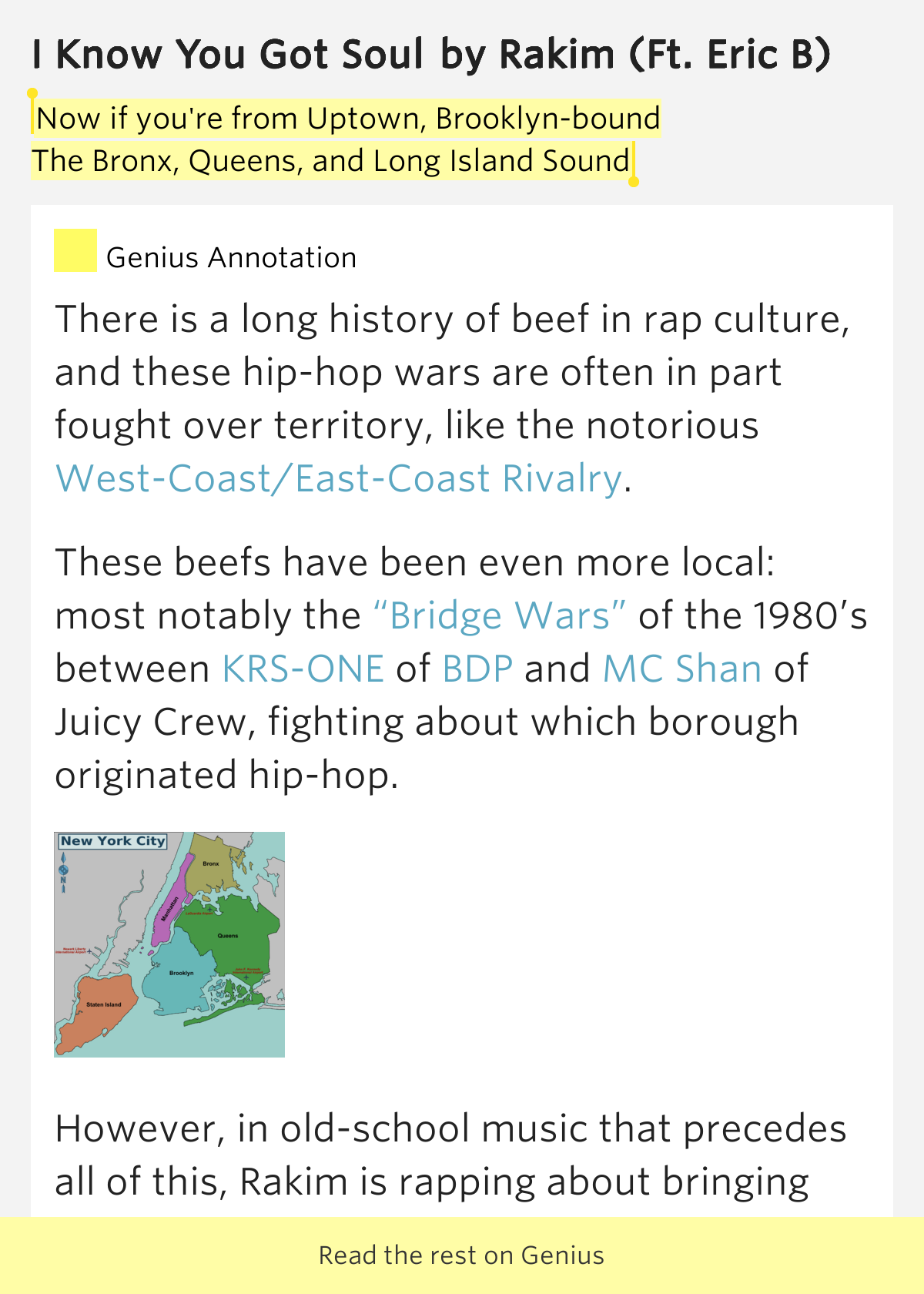 Now if you're from Uptown, Brooklynbound /.. I Know You Got Soul