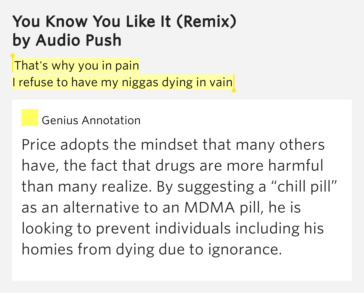 That's why you in pain / I refuse to have my niggas dying in vain You