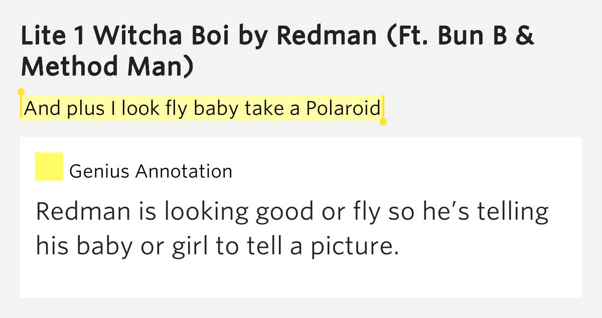 And Plus I Look Fly Baby Take A Polaroid Lite 1 Witcha Boi Lyrics Meaning