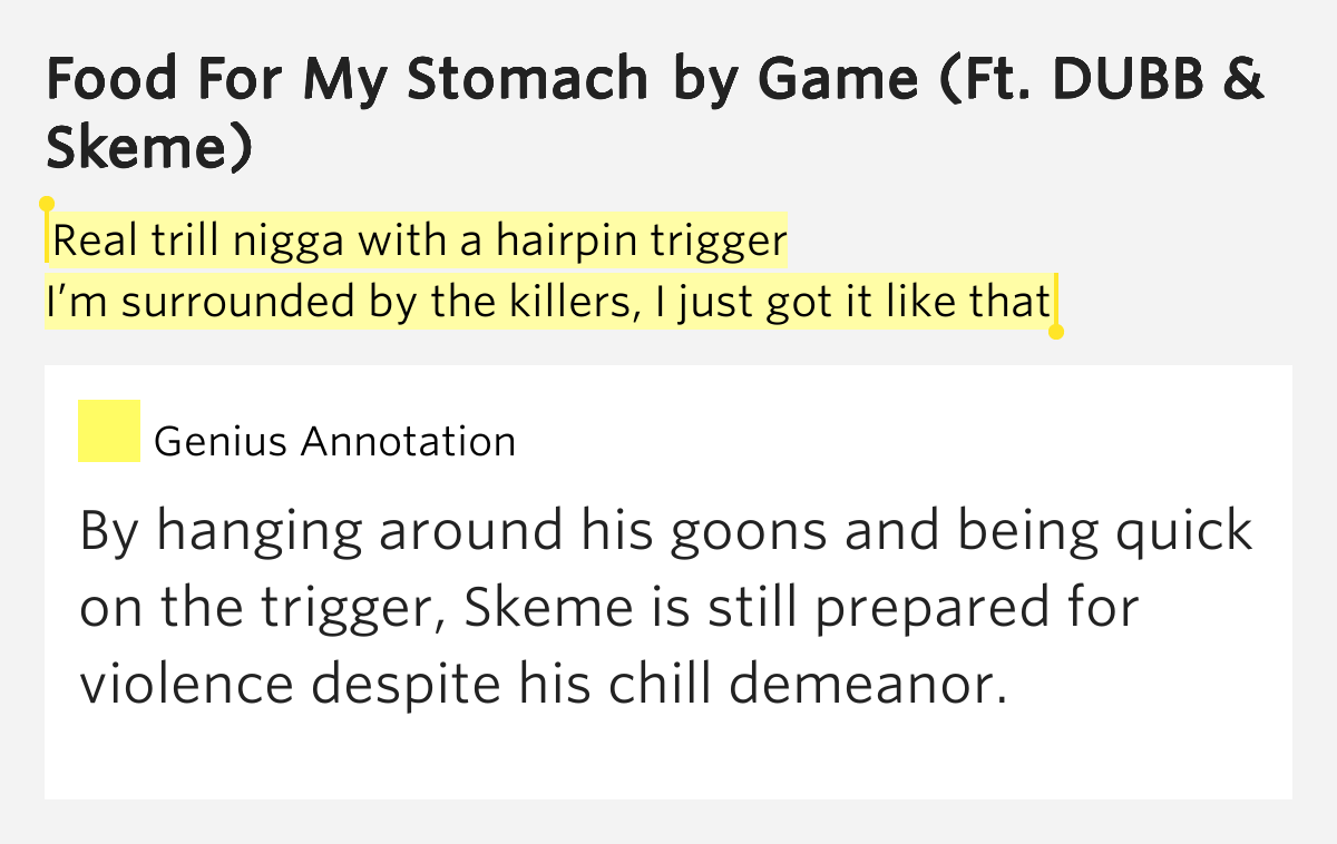 Real trill nigga with a hairpin trigger / I’m surrounded by the killers