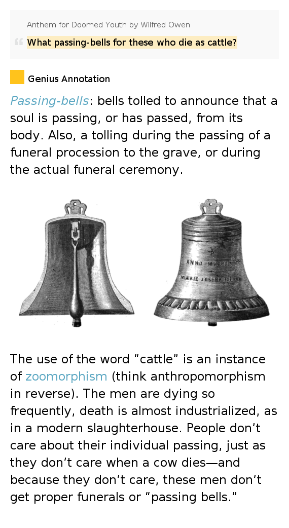 What passingbells for these who die as.. Anthem for Doomed Youth