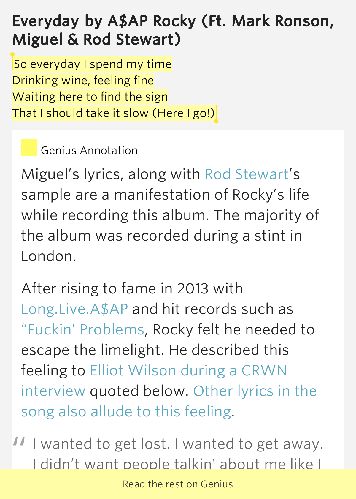 Everyday I Spend My Time Drinking Wine Feeling Fine Lyrics