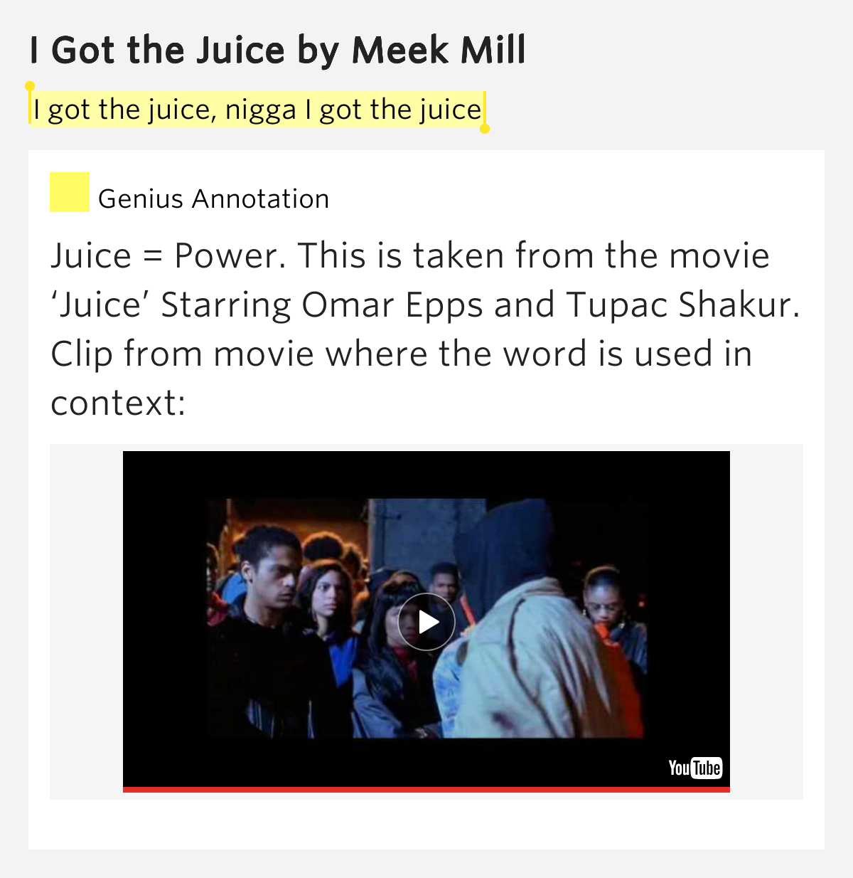 I got the juice, nigga I got the juice I Got the Juice Lyrics Meaning