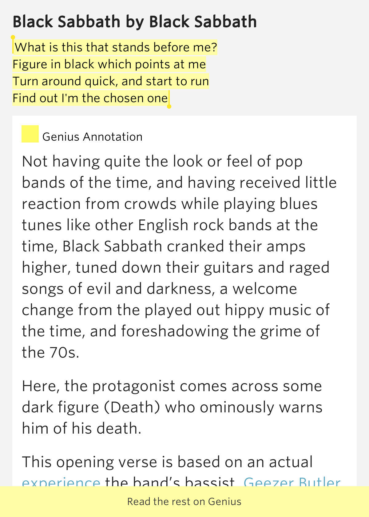 What is this that stands before me? / Figure in black which points at