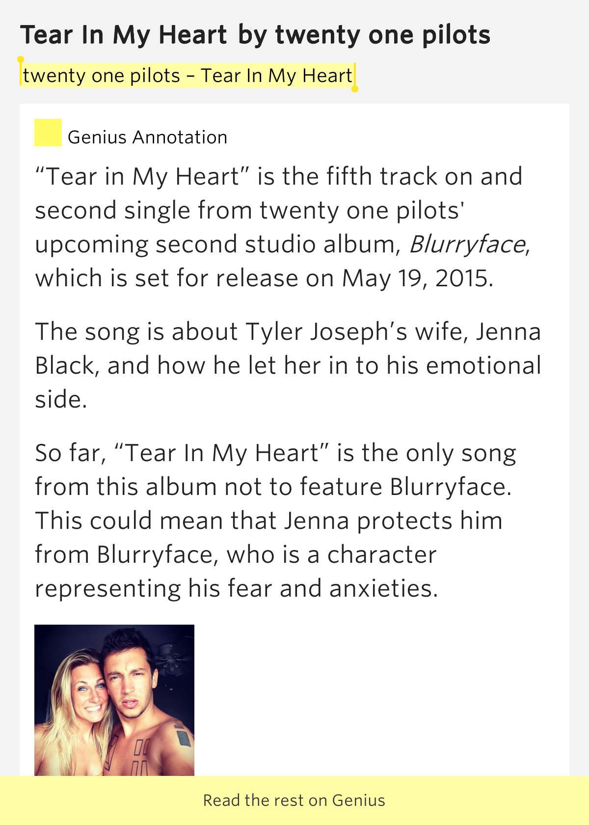 Twenty One Pilots Tear In My Heart Lyrics Deutsch