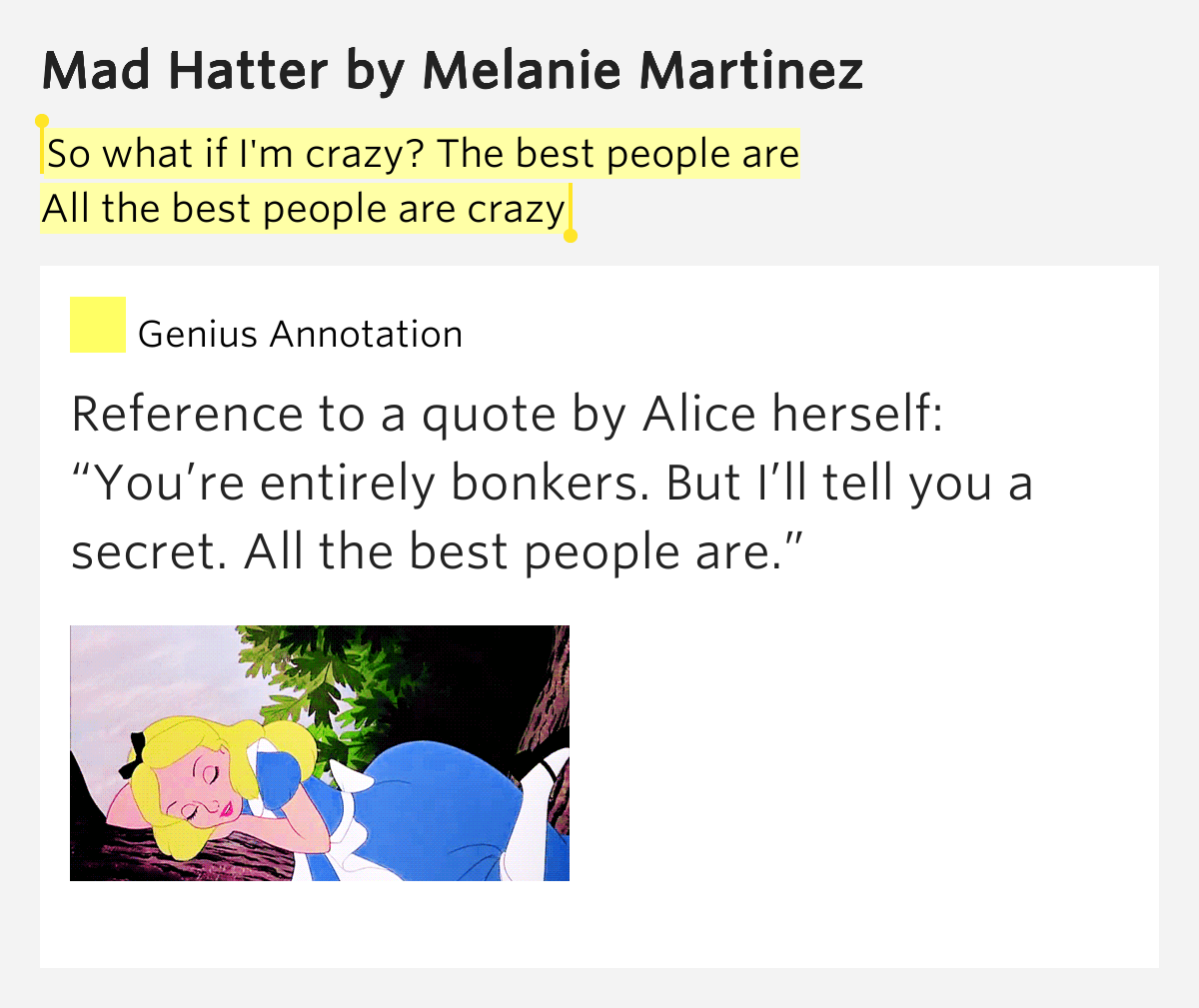 So what if I'm crazy? The best people are / All the best people are