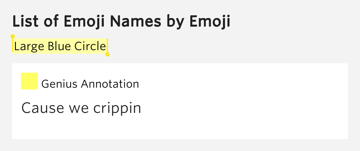 Large Blue Circle List of Emoji Names Meaning