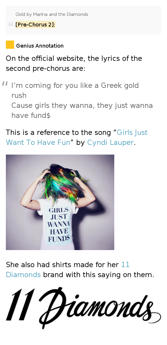[PreChorus 2] Gold by Marina and the Diamonds