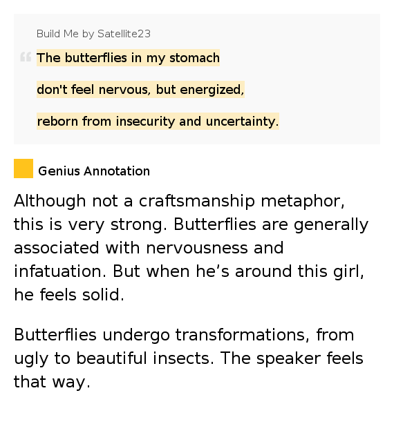 The butterflies in my stomach / don't feel nervous,.. Build Me