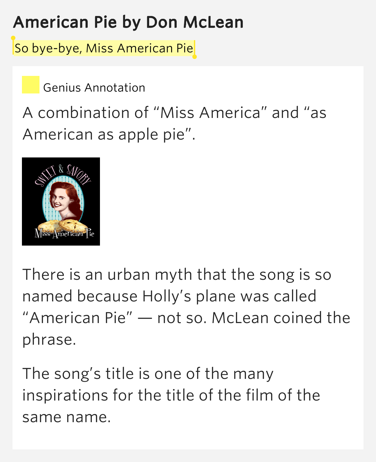 what is the meaning of the song american pie