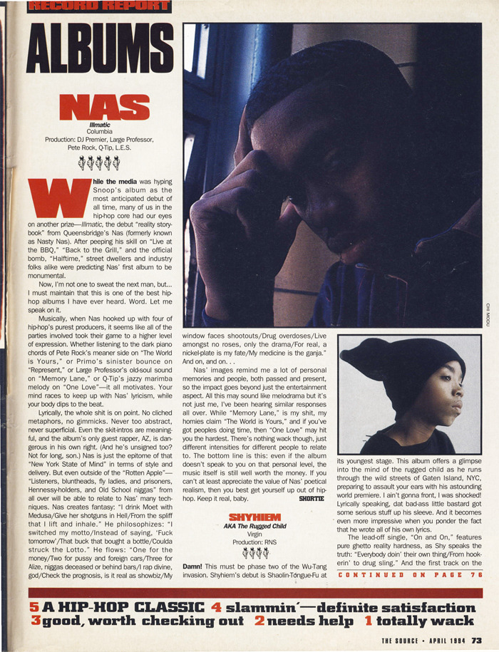 The Source (Magazine) – Record Report Albums: Nas - Illmatic
