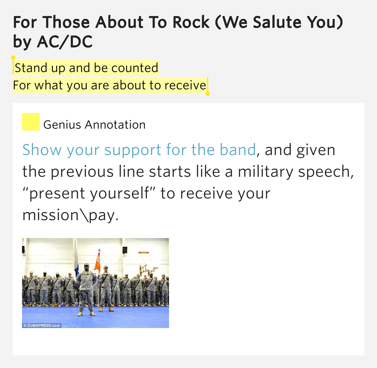 Stand up and be counted / For what you are about to receive For Those