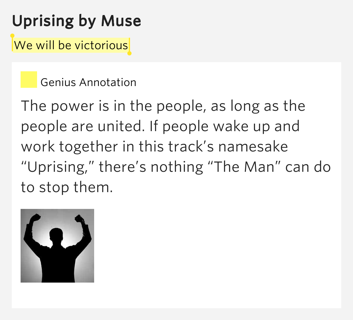 We will be victorious Uprising by Muse