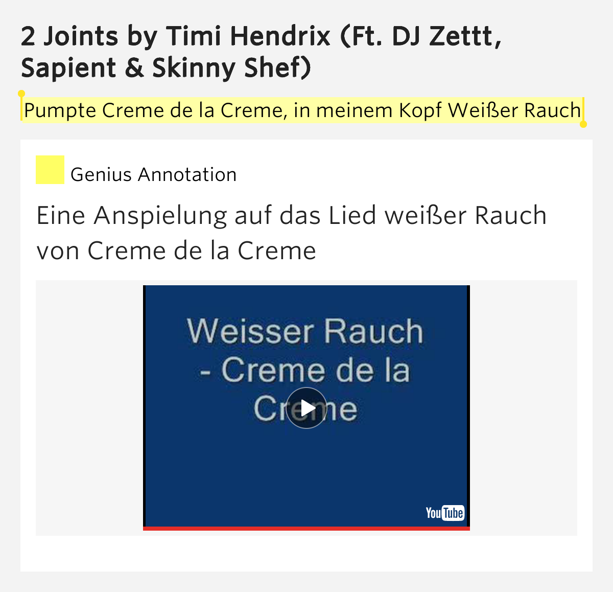 Creme De La Creme Weisser Rauch
