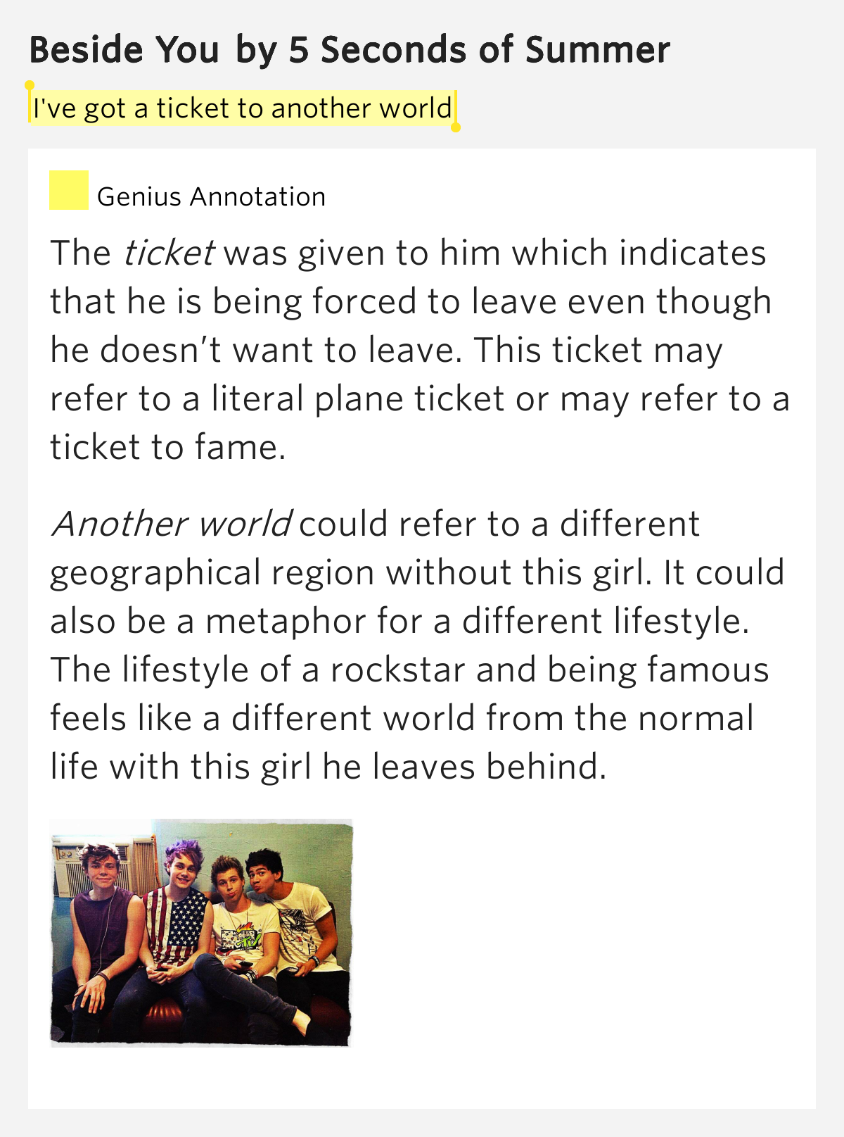I ve Got A Ticket To Another World Beside You Lyrics Meaning