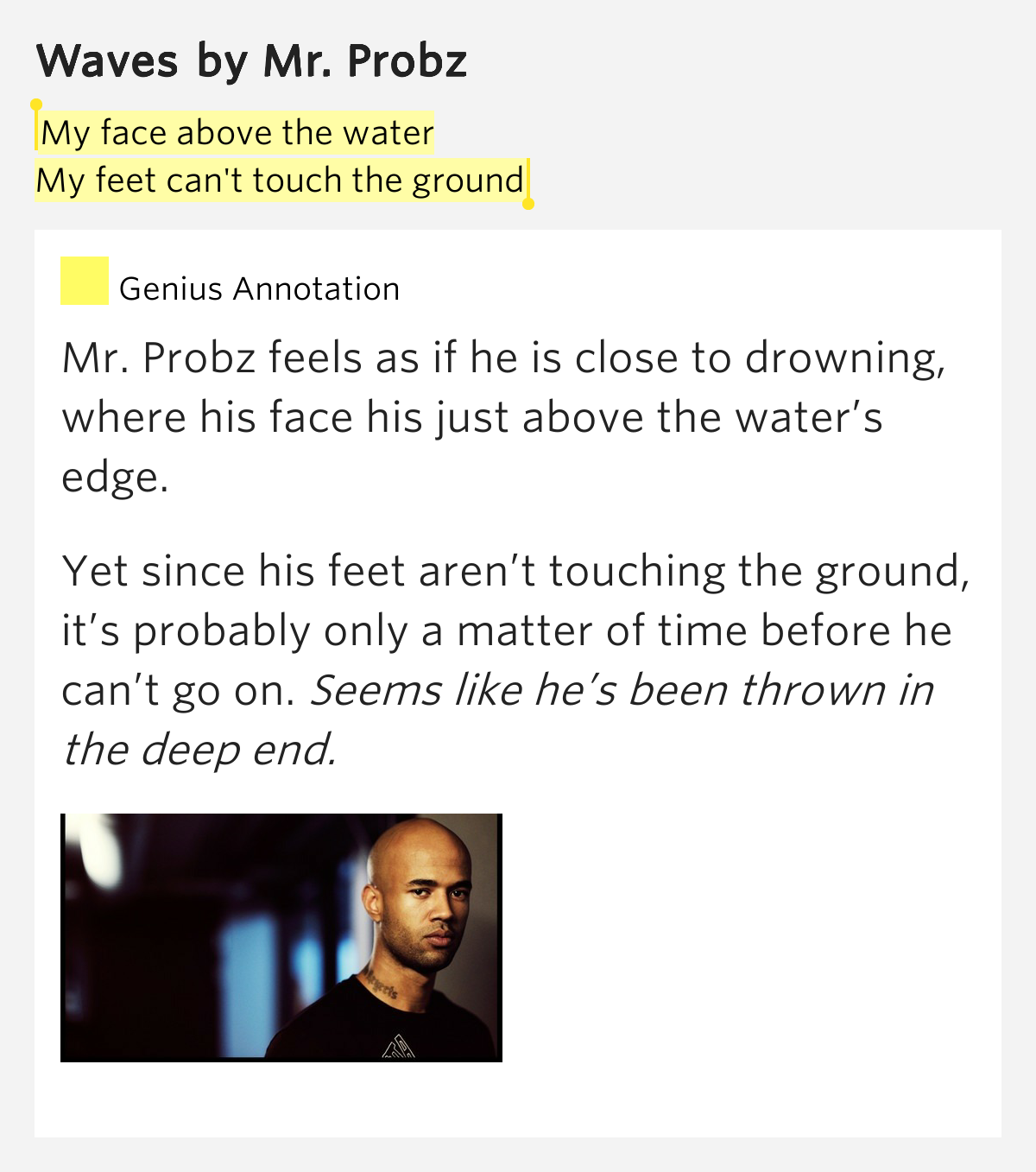 My face above the water / My feet can't touch the ground Waves Lyrics