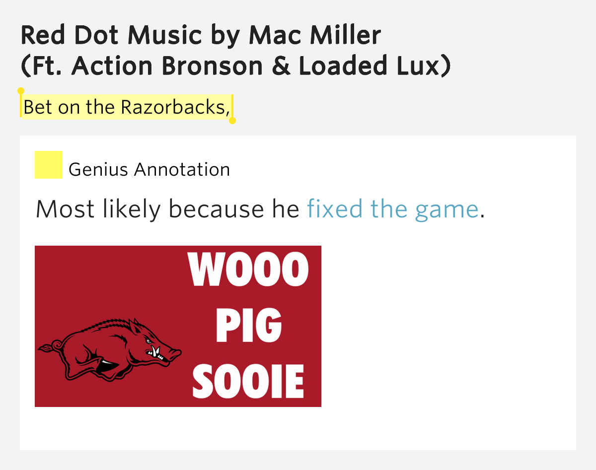 Bet on the Razorbacks, Red Dot Music by Mac Miller