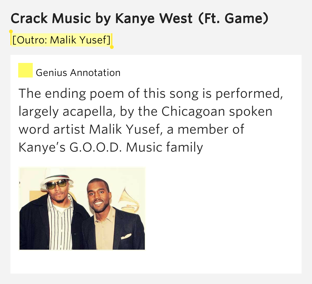 KANYE WEST FEAT. THE GAME - CRACK MUSIC (REMIX) LYRICS crack music kanye west