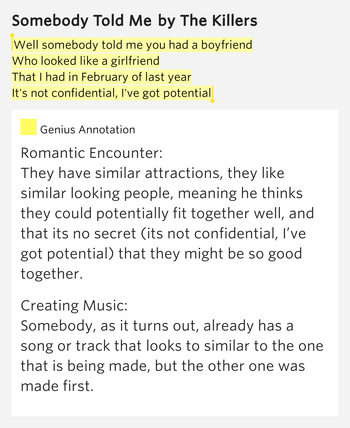 Somebody Told Me The Killers Letra