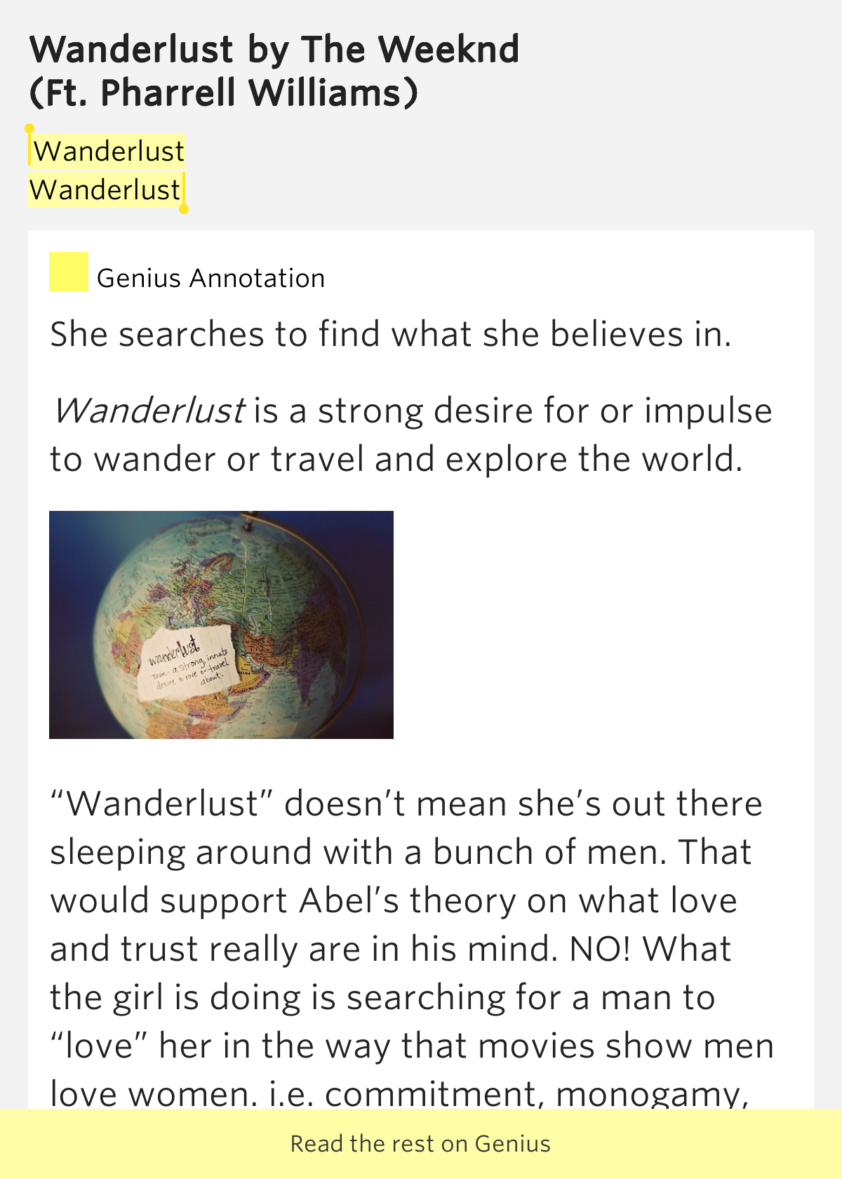 Wanderlust / Wanderlust Wanderlust Lyrics Meaning
