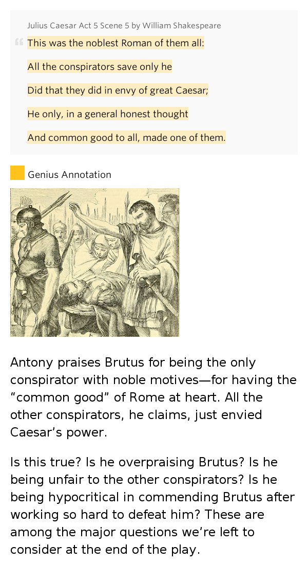 this was the noblest roman of them all 32 explain why at the end of the play antony hails brutus as “the noblest roman of them all” short response. this was the noblest roman of them all 32 explain why at the end of the play antony hails brutus as “the noblest roman of them all” short response.