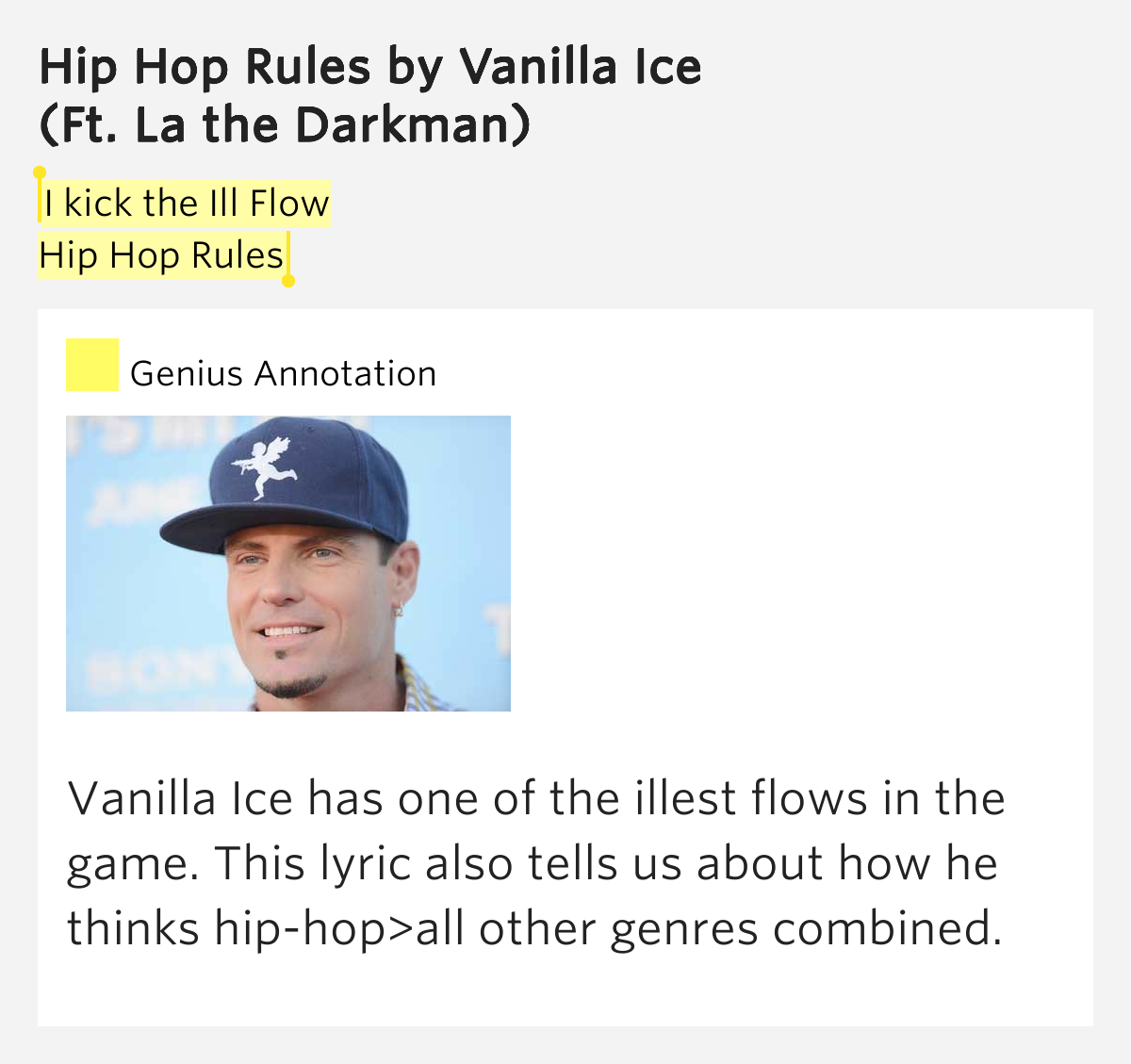 I kick the Ill Flow / Hip Hop Rules Hip Hop Rules by Vanilla Ice