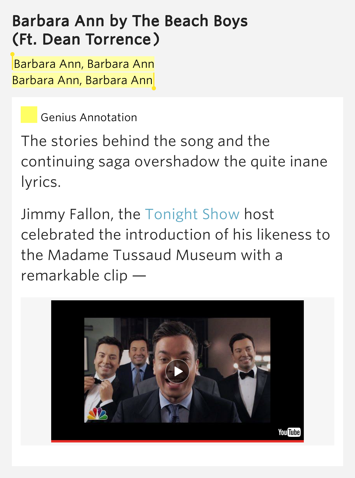 Barbara Ann, Barbara Ann / Barbara Ann, Barbara Ann – Barbara Ann Lyrics Meaning