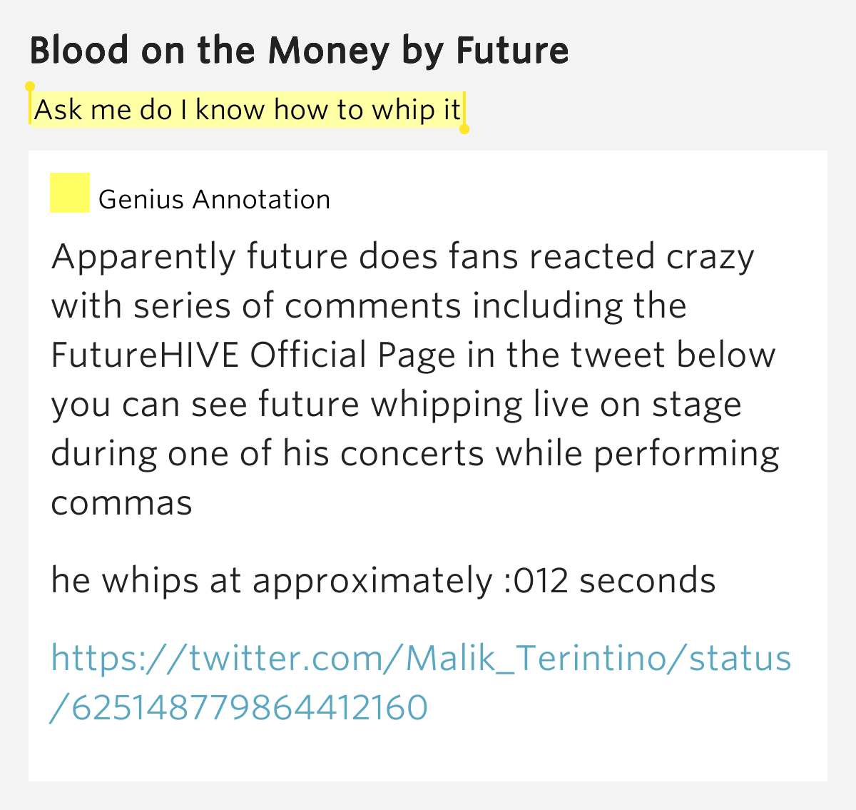 Ask me do I know how to whip it Blood on the Money Lyrics Meaning
