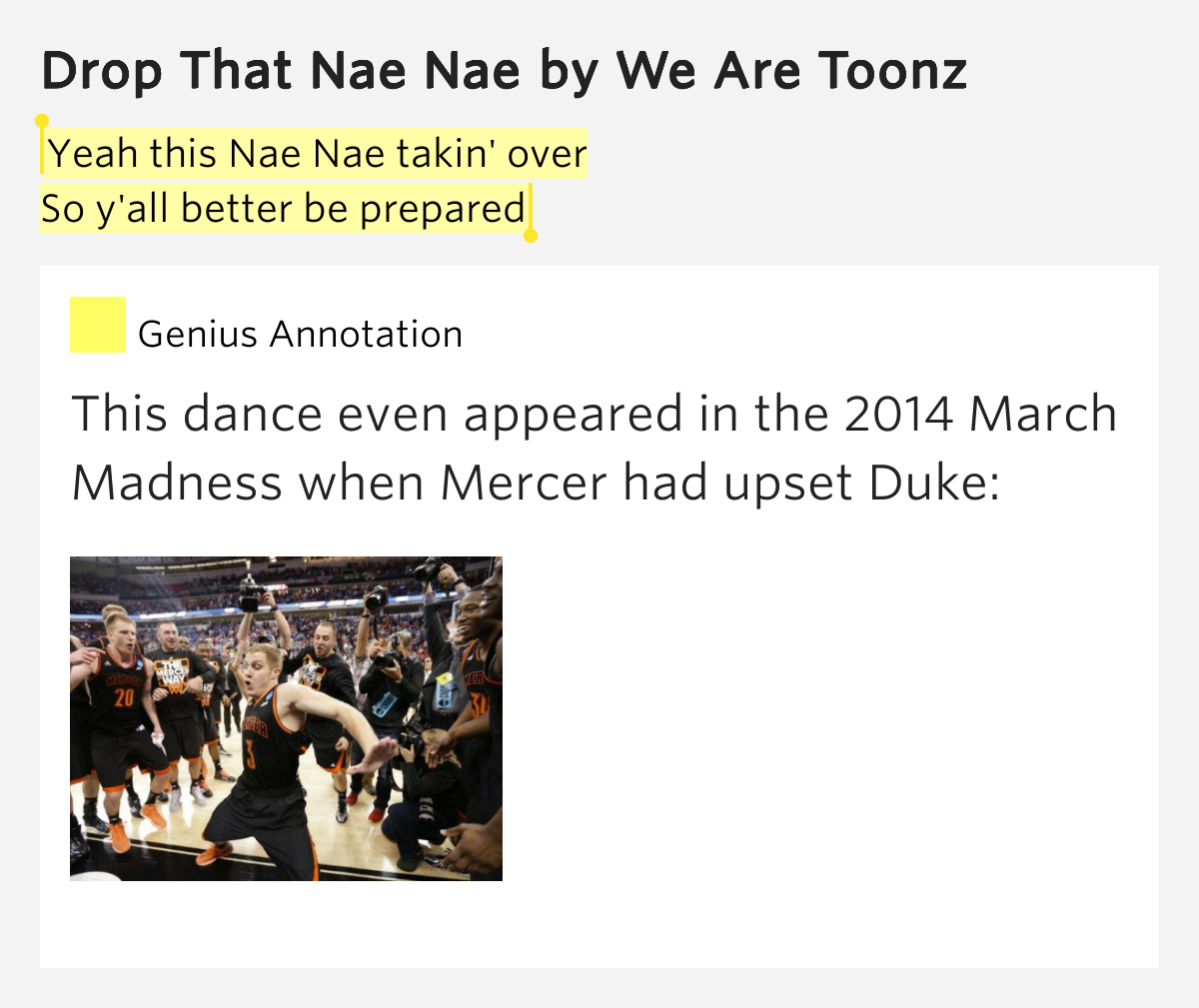 Yeah this Nae Nae takin' over / So y'all.. Drop That Nae Nae