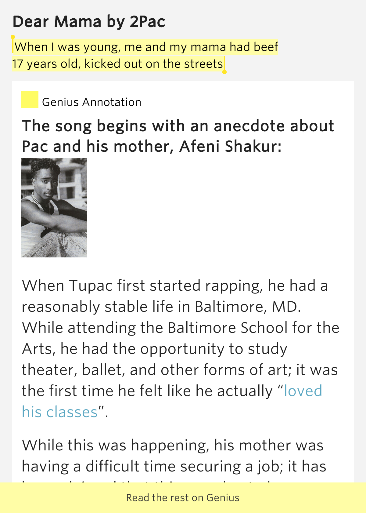 Dear Mama Tupac Meaning Dear Mama Tupac Meaning