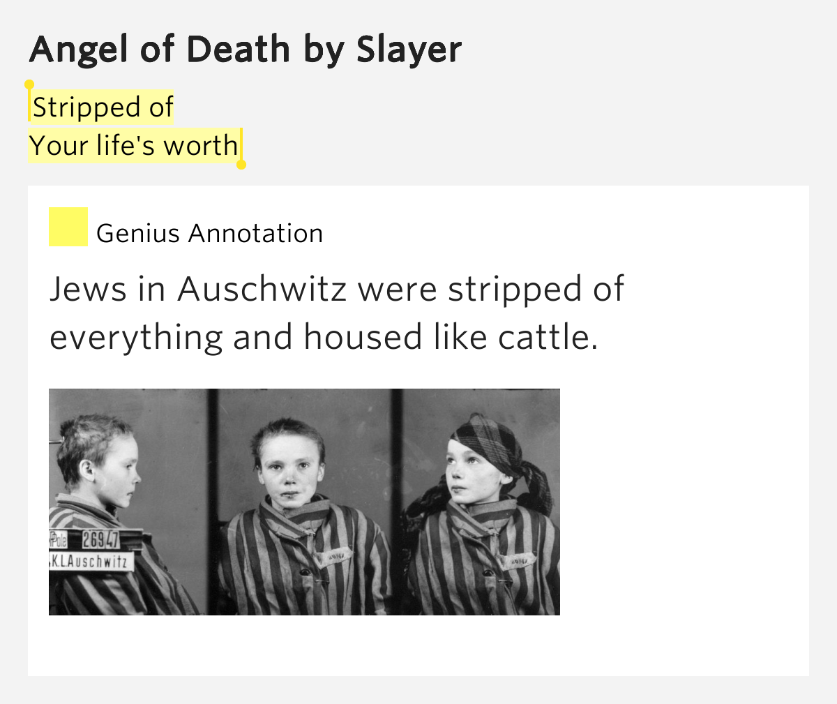 Stripped of / Your life's worth