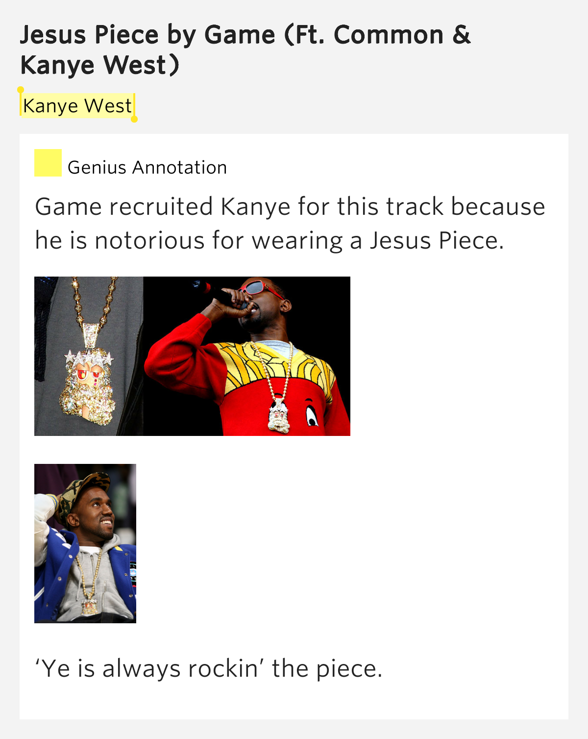 Kanye West Jesus Piece by Game
