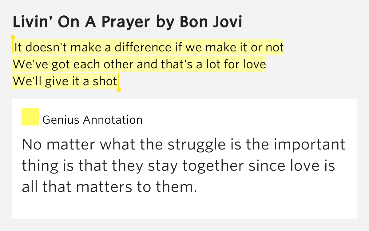 It doesn't make a difference if we make it or not / We've got each