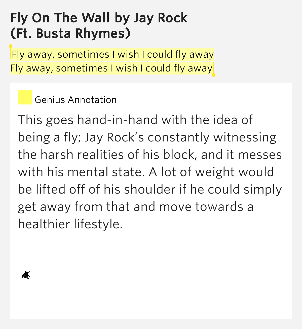 Fly away, sometimes I wish I could fly away / Fly away, sometimes I wish I could fly away Fly