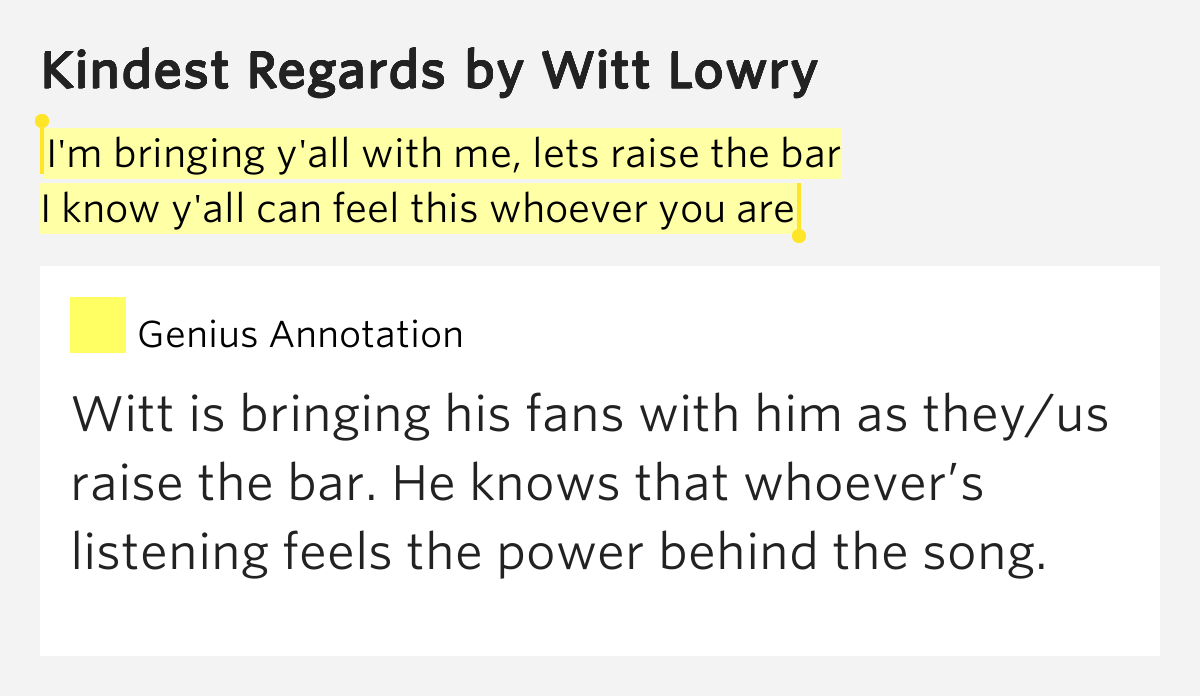 I'm bringing y'all with me, lets raise the bar / I know y'all can feel