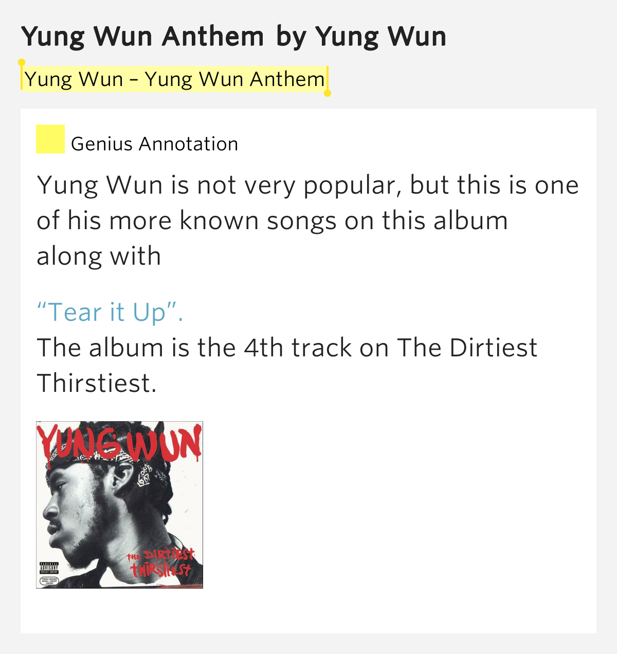Yung Wun – Yung Wun Anthem – Yung Wun Anthem by Yung Wun
