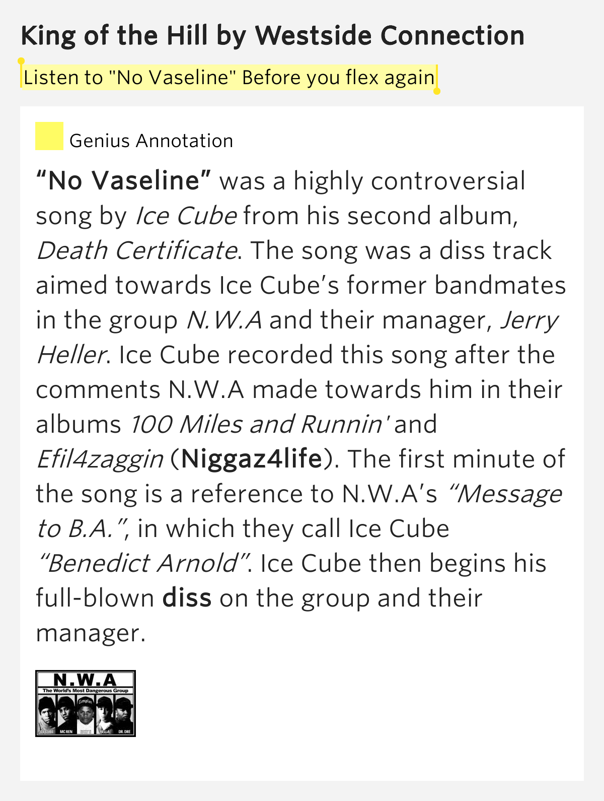 Listen to "No Vaseline" Before you flex again King of the Hill Lyrics