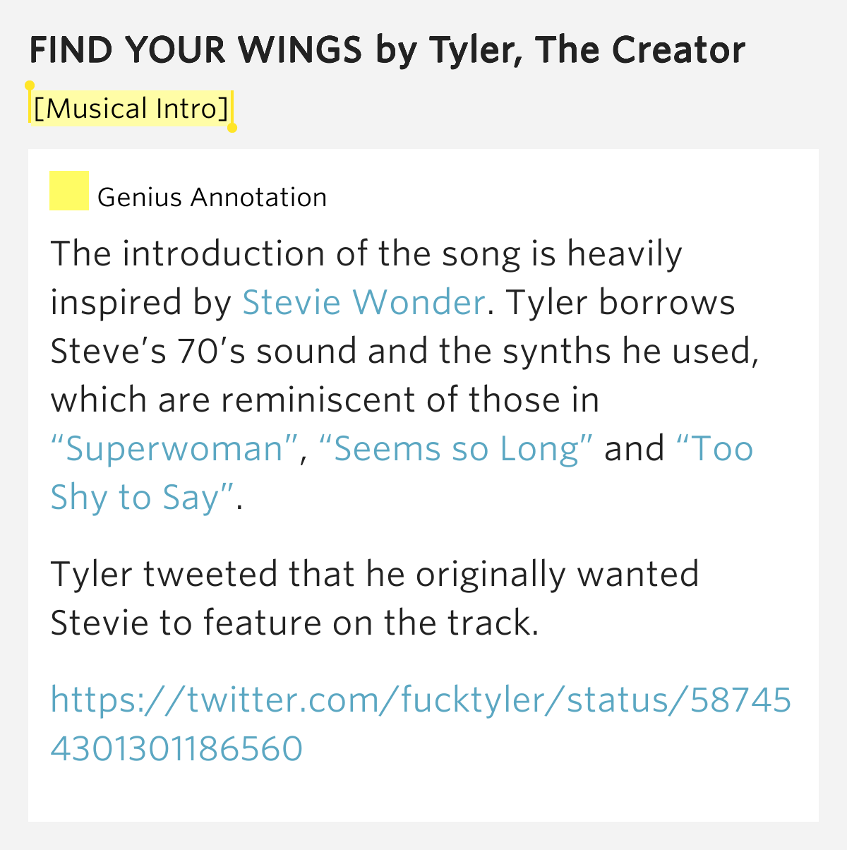 [Musical Intro] FIND YOUR WINGS by Tyler, The Creator