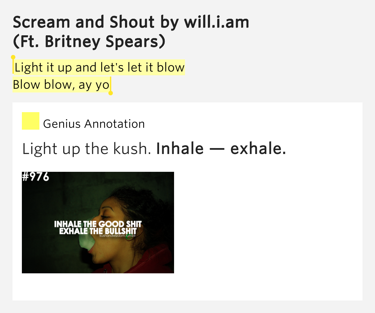 Scream And Shout And Let It All Out Lyrics