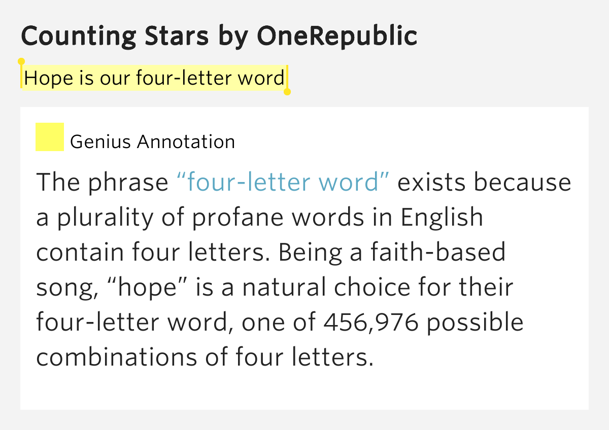 is our four letter word counting lyrics meaning is our four letter word counting lyrics meaning