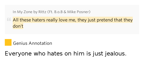 All these haters really love me, they just pretend.. – In My Zone