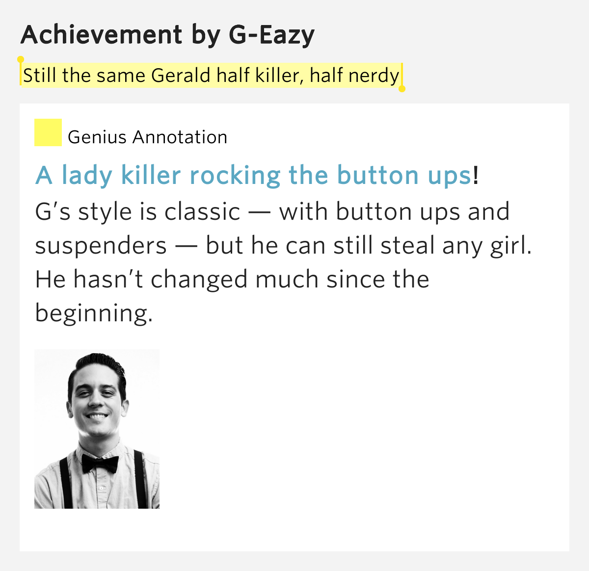Still The Same Gerald Half Killer Half Nerdy Achievement Lyrics Meaning
