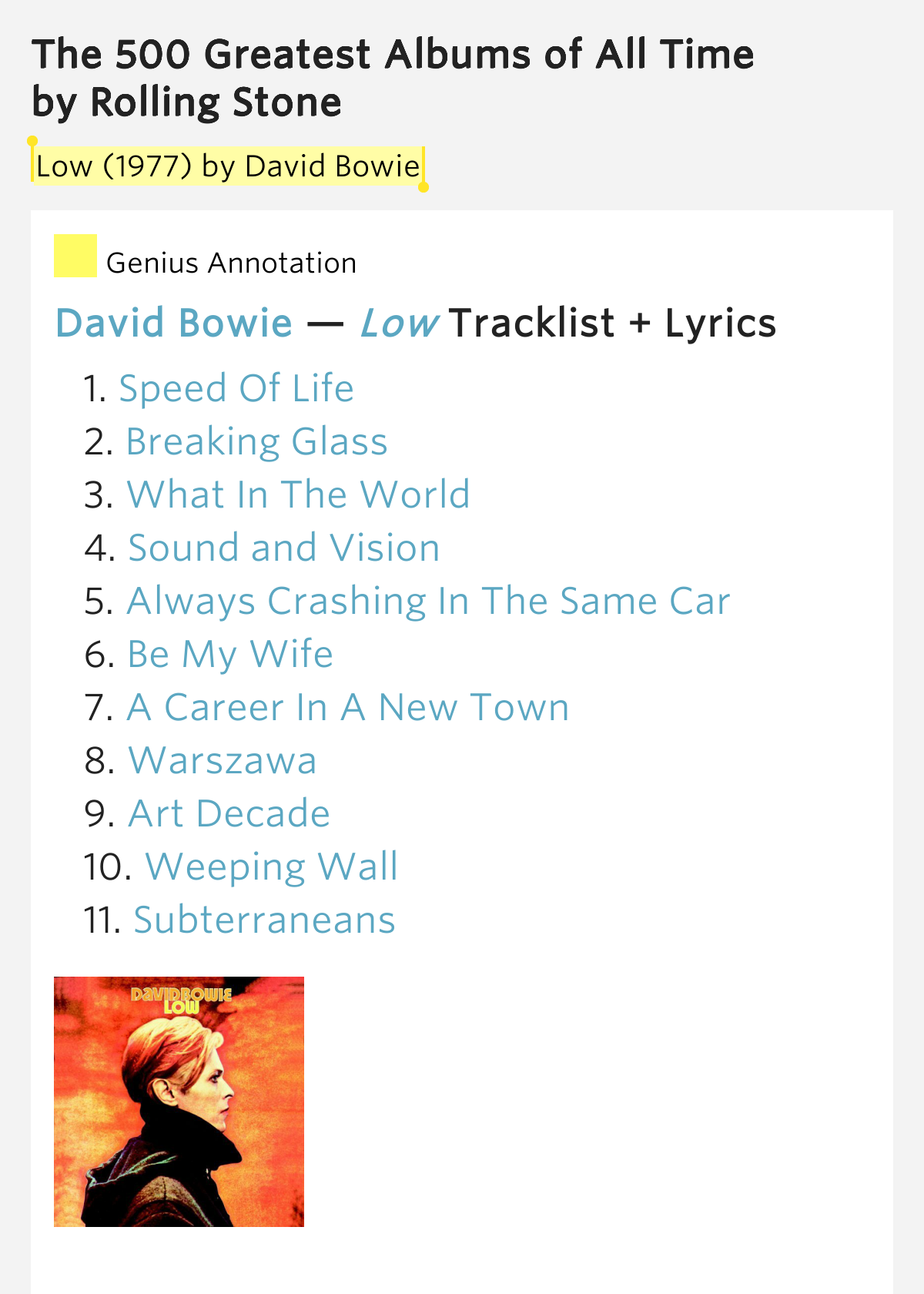 Always Crashing In The Same Car Lyrics Always Crashing In The Same Car Lyrics